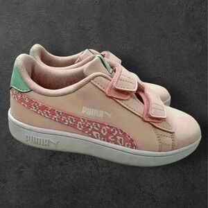 Puma Kids Pink Softfoam Velcro Sneakers Shoes Size 2 C